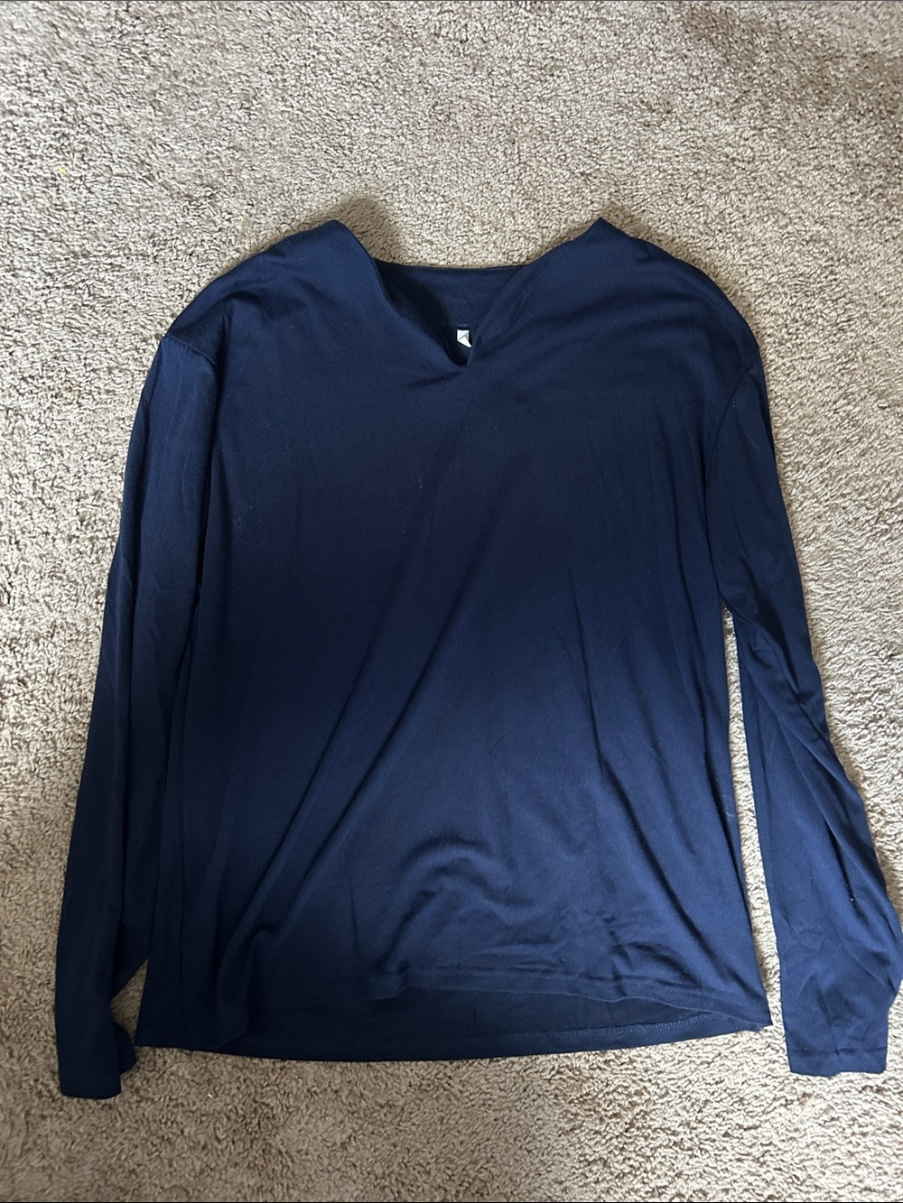 Navy Long Sleeve V-Neck Top